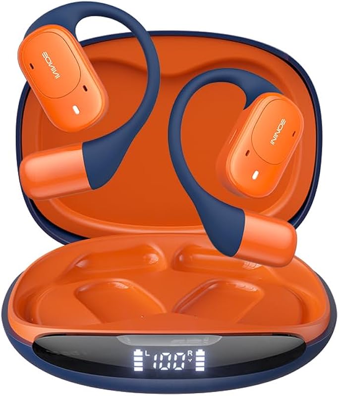 Eonini Headphones Microphone Adjustable Comfortable Orange