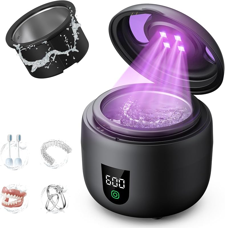 Eonini Waterproof Ultrasonic Retainer Cleaner Removable Aligners Black